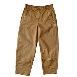 Everlane Organic Cotton Utility Barrel Pant Ochre Brown High Rise Womens 8